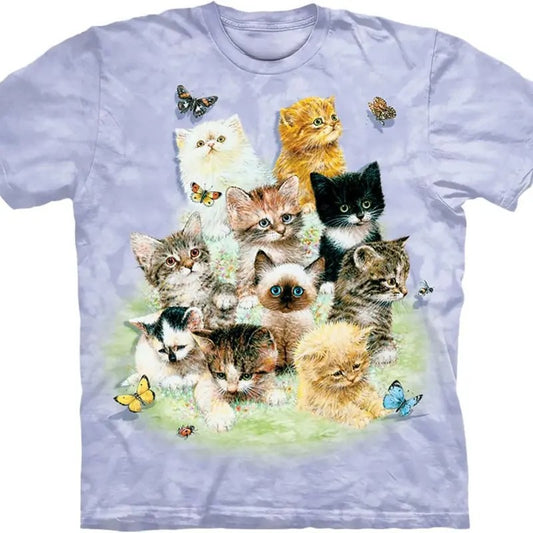 The Mountain Men's 10 Kittens, Cat Selfie Vintage 90s Graphic Shirt, Retro Funny Cat Tee, Alien Kitten Shirt, Y2k Halftone Gag Washed Tee, Cat Lovers Gift