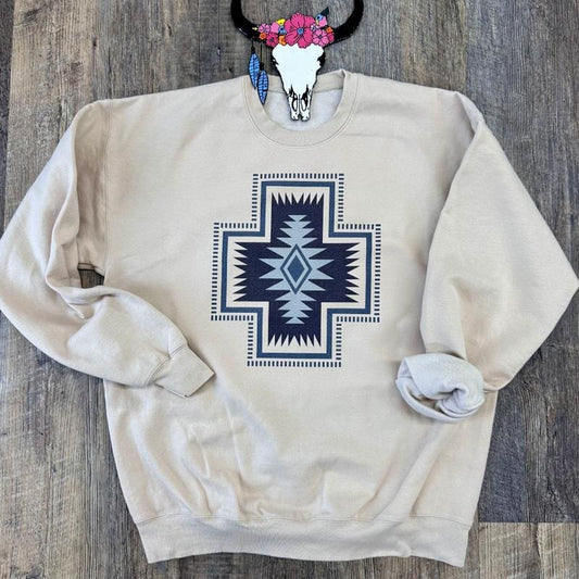The Navy Aztec Sweatshirt, Aztec crewneck tshirt, western clothing stuff, western outfits women tops, country western girl clothes hoodies winter outfits for women