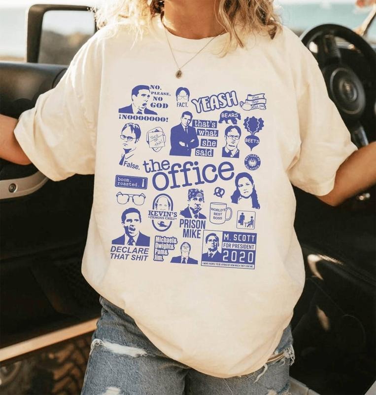 The Office Doodle Art Shirt | Vintage The Office Sitcom Shirt | Michael Scott Dwight Schrute Shirt | Dunder Mifflin Shirt