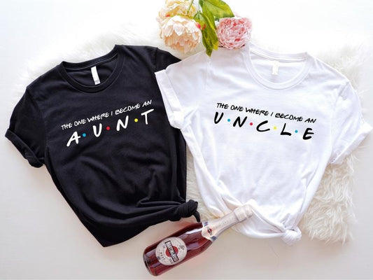 The One Where I Become An Uncle Aunt Shirt, Pregnancy Reveal T-shirt, New Aunt Gift Tee, Baby Announcement Short Sleeve,...