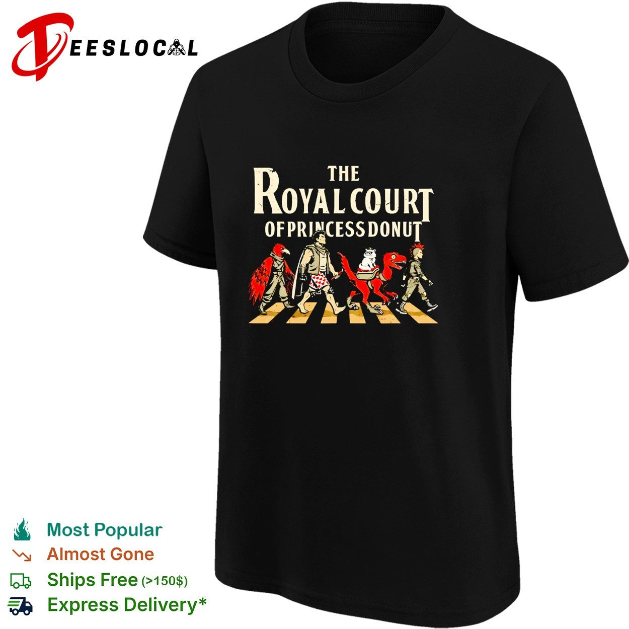 The Royal Court of Princess Donut Abbey Road parody shirt