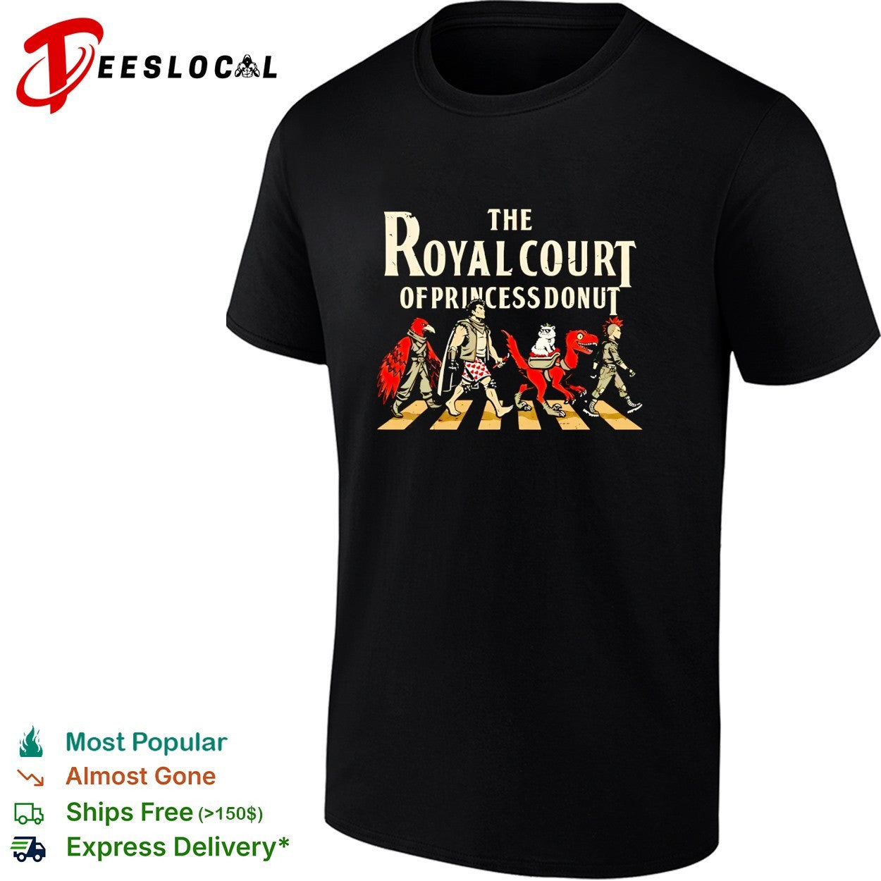 The Royal Court of Princess Donut Abbey Road parody shirt