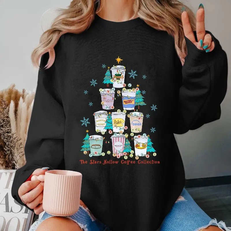 The Stars Hollow Coffee Collecyion Shirt, Stars Hollow Luke's Coffee Gilmore Girls Chritmas Xmas Vintage Christmas Tshirt