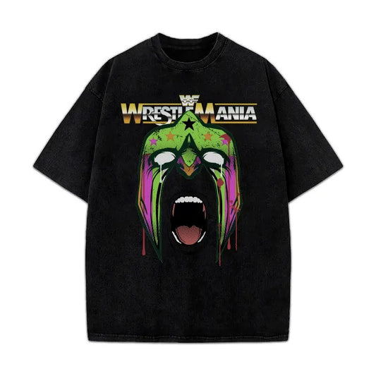 The Ultimate Warrior Vintage Style wrestling Custom Design Men T-Shirt Crewneck Cotton