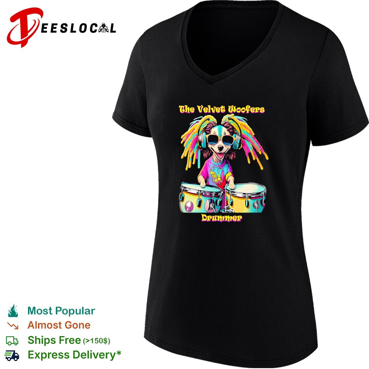 The Velvet Woofers Drummer Dog shirt