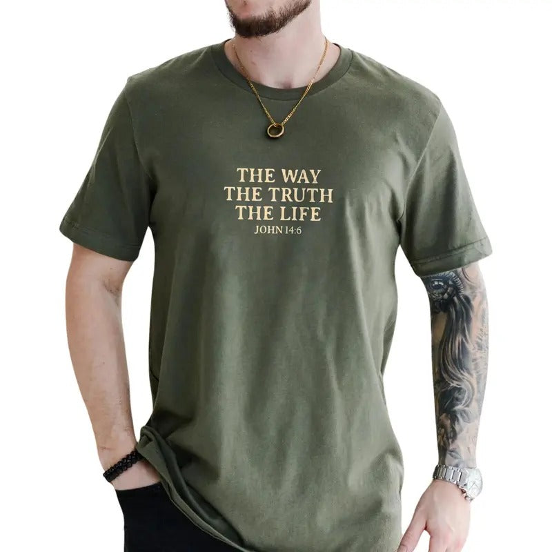 The Way The Truth The Life Shirt, Christian T-shirts for Men, Bible Verse Tees, Thanksgiving Gift Ideas for Him, Jesus...