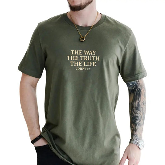 The Way The Truth The Life Shirt, Christian T-shirts for Men, Bible Verse Tees, Thanksgiving Gift Ideas for Him, Jesus...