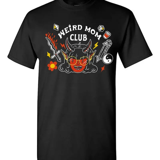The Weird Mom Club Demon Hellfire Gaming Girl on Unisex black shirt