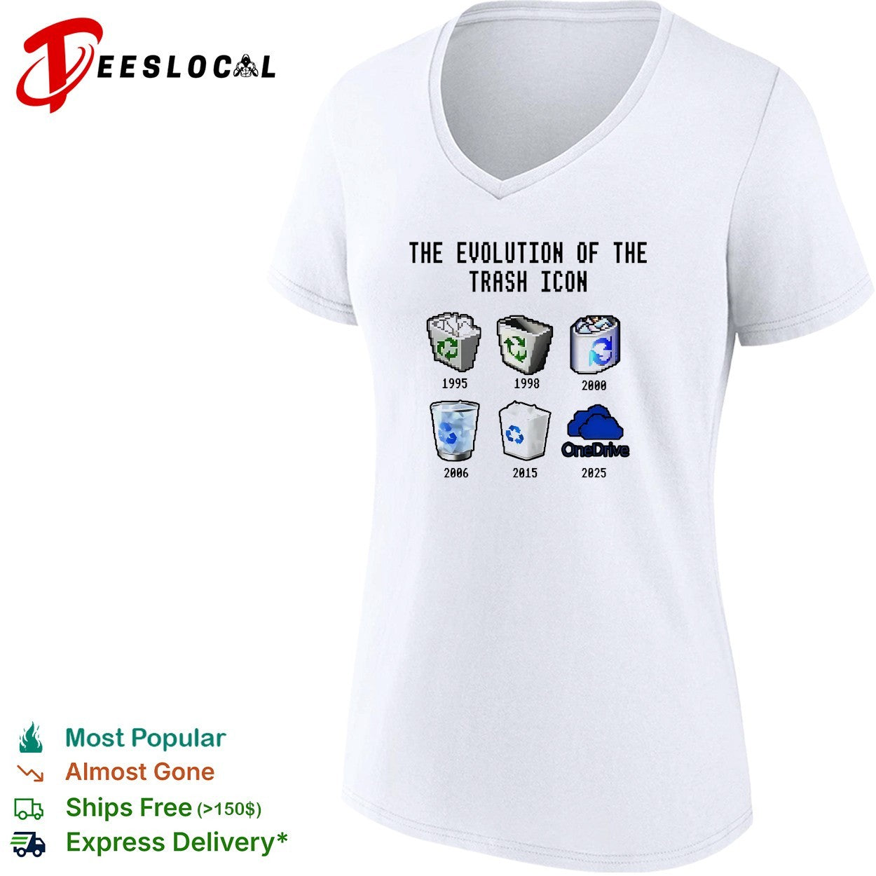 The evolution of the trash icon 1995 2025 shirt
