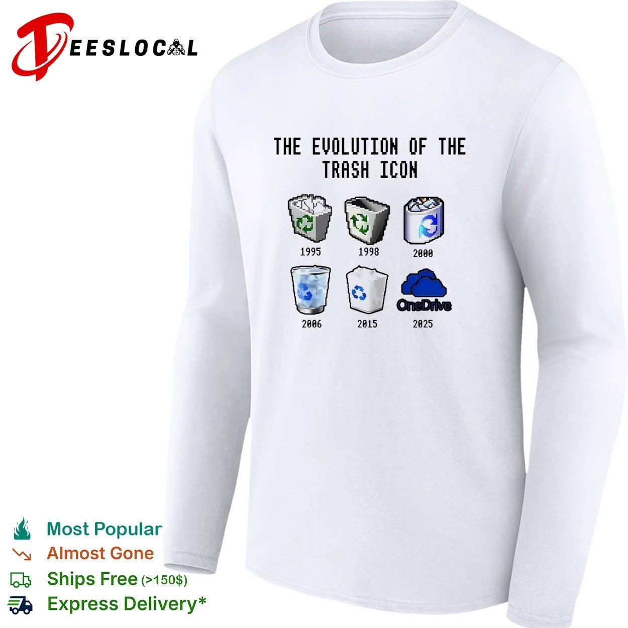 The evolution of the trash icon 1995 2025 shirt
