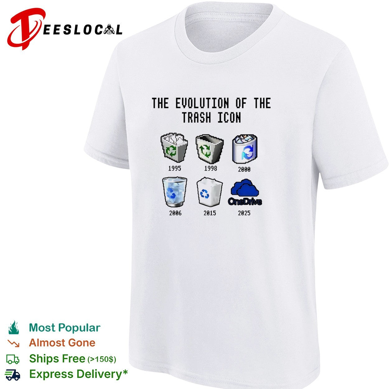 The evolution of the trash icon 1995 2025 shirt