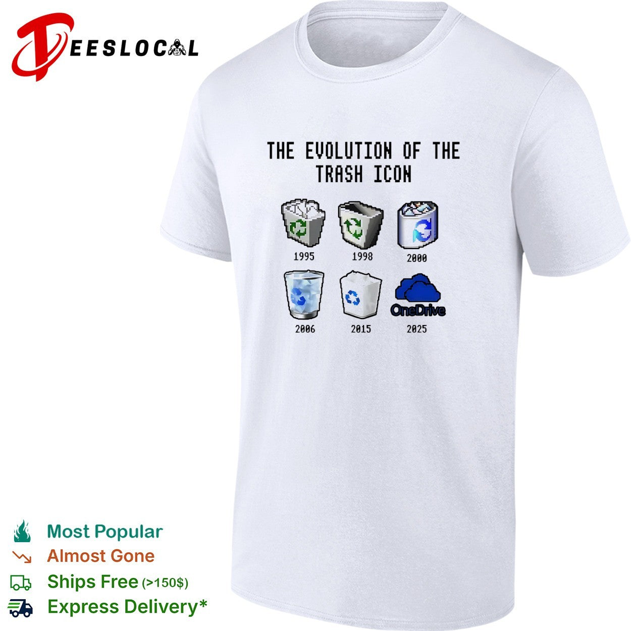 The evolution of the trash icon 1995 2025 shirt