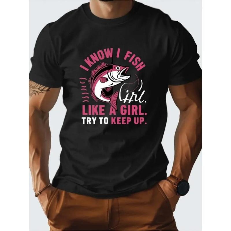 The girls' fish cotton T-shirt fits comfortably. Made in USA