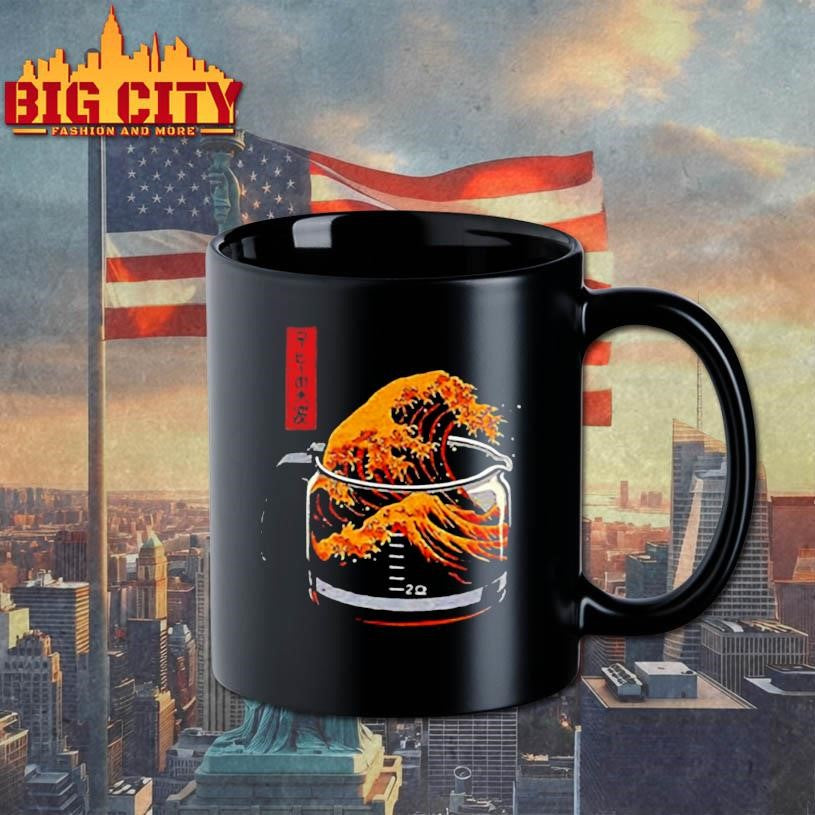 The great wave of coffee woodblock print Kanagawa parody shirt