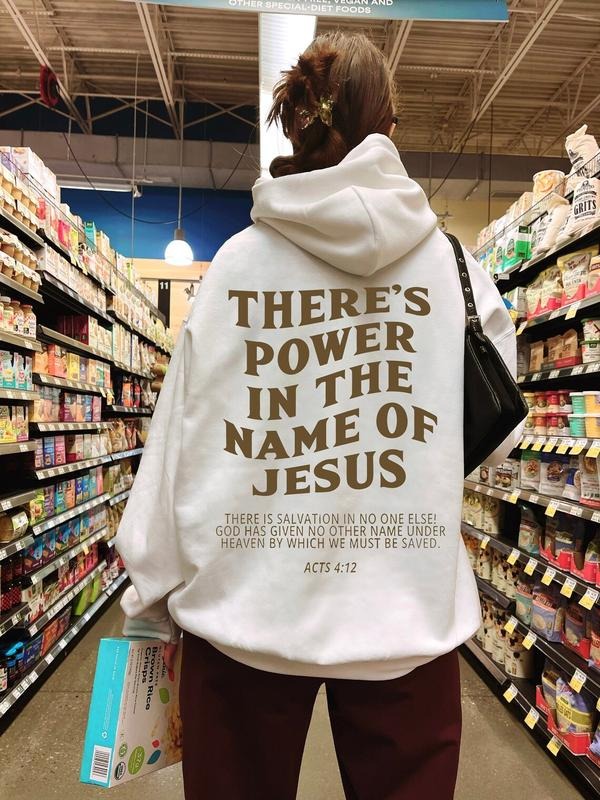There's Power In The Name Of Jesus Shirt, Acts 4:12 Hoodie, Motivational Bible Verse Apparel Cotton Tops Menswear Polyester
