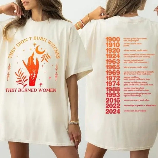 They Didn't Burn Witches They Burned Women Shirt, Witchy Feminist Shirt, Boho Celestial Fall, Unisex Short Sleeve Tee Top Womenswear