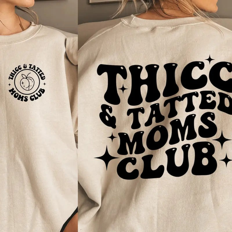 Thicc And Tatted Moms Club Svg Mom Svg Svg Bundle Trendy Svg Sublimination Retro Wavy Svg Groovy Svg Moms Club Svg Mama Svg Png