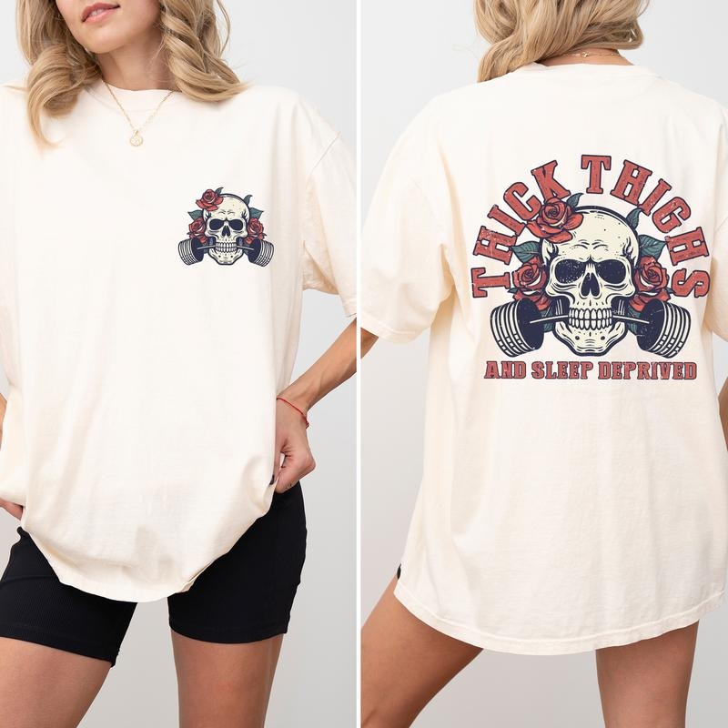 Thick Thighs and Sleep Deprived Shirt, Work Out Shirt for Girls, Fitness Shirt For Women, Muscle Mommy Tee, Gym Lover...