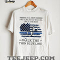 Thin Blue Line American Flag Handcuffs T shirt Police Pride Shirt