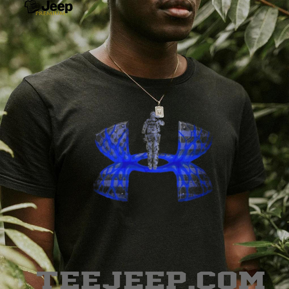 Thin Blue Line Police Officer Salute Athletic Shield T Shirt