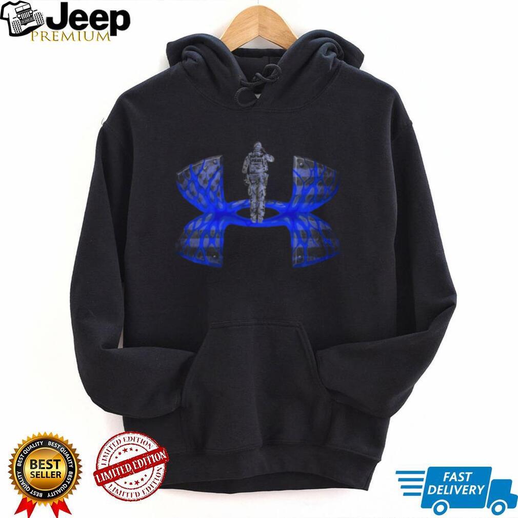 Thin Blue Line Police Officer Salute Athletic Shield T Shirt