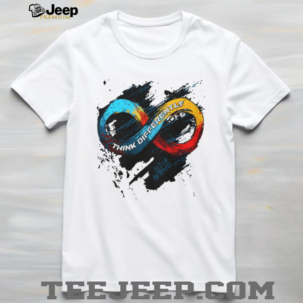 Think Differently Infinity Symbol Autism Awareness White Graphic T Shirt