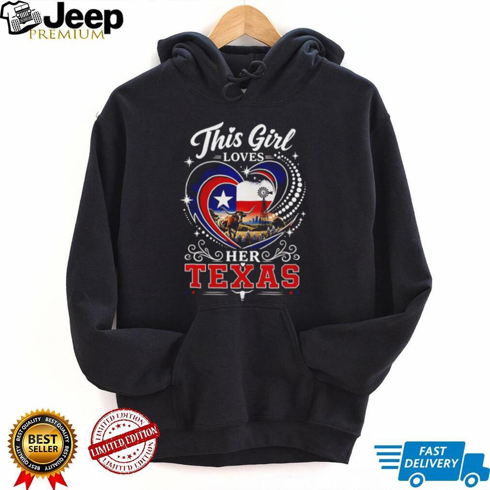 This Girl Loves Her Texas Country Longhorn Heart Pride T Shirt