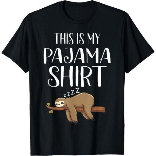 This Is My Pajama Sloth Shirt Funny Sleepover Gift T-Shirt Made in USA