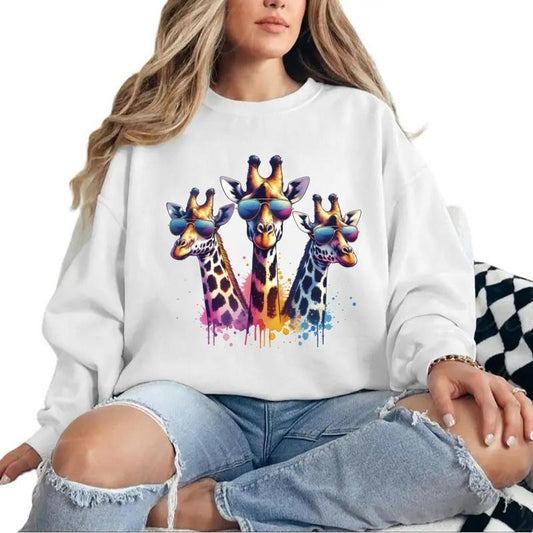 Three Giraffes Sweatshirt Funny Giraffe Safari Animals Colorful T-Shirt Unisex Hoodie