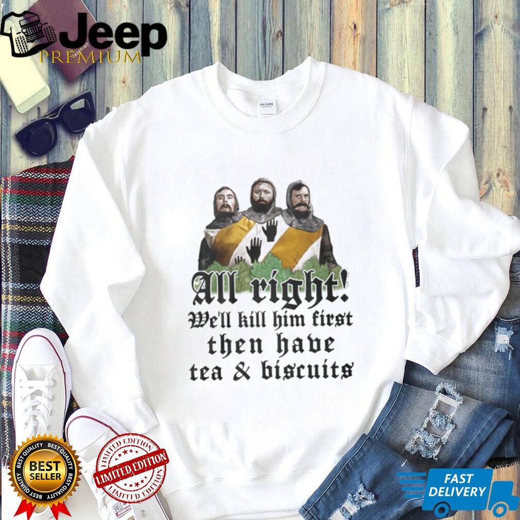Three Headed Knight Tea and Biscuits Monty Python Quote T Shirt