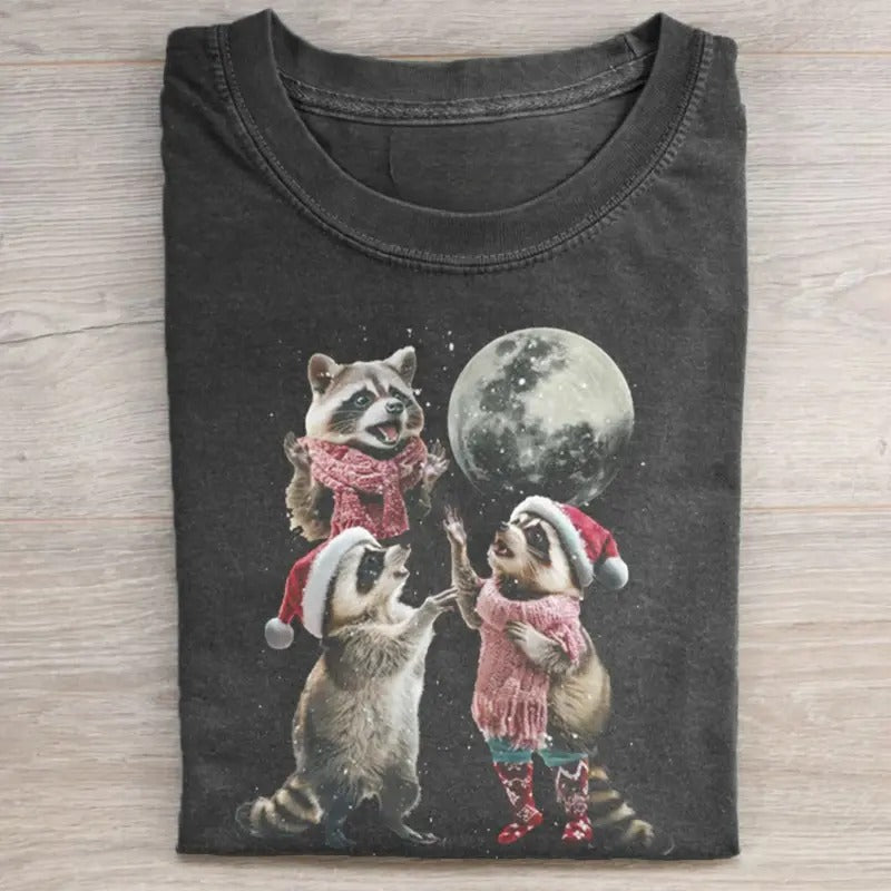 Three Raccoons Vintage Graphic T-shirts, Retro Raccoon Moon Tshirt, Raccoon Lovers, Funny Raccon Tee, Raccoon Gifts Streetwear Streetwear Menswear