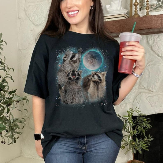 Three Raccoons Vintage Graphic T-shirts, Retro Raccoon Moon Tshirt, Raccoon Lovers, Funny Raccoon Tee, Raccoon Ironic Shirt, weird t shirt  T-shirt, sweater and Hoodie