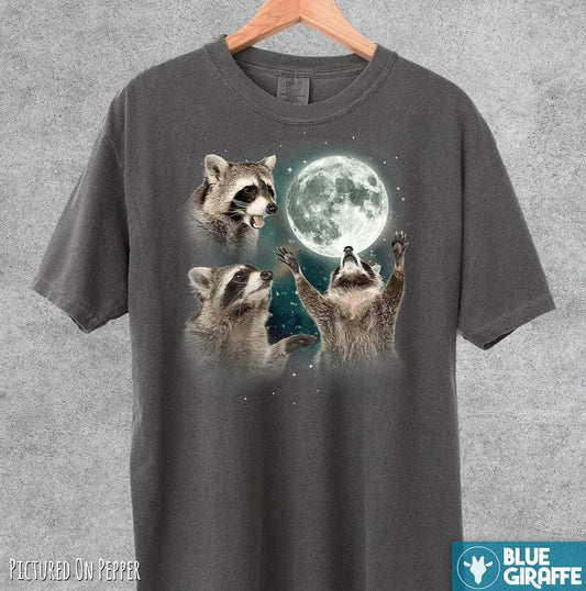 Three Raccoons Vintage Shirt, Retro Raccoon Moon Tshirt, Raccoon Lovers T Shirt, Funny Raccon Tee, Oversized Washed Tee, Raccoon Gifts, Comfort Colors Shirts