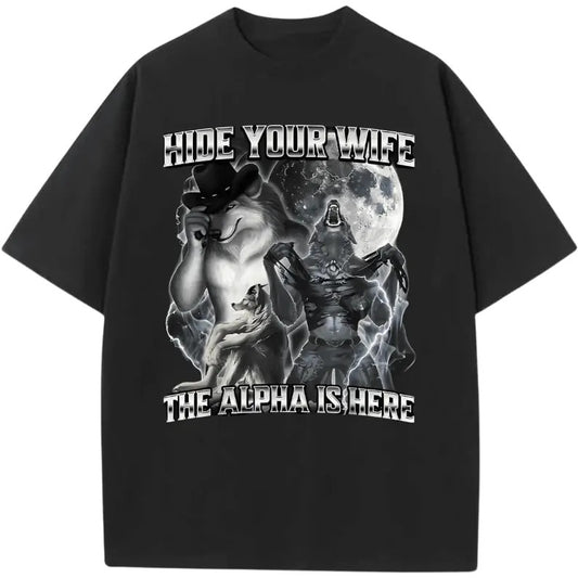 Three Turtles Vintage 90s Graphic T-shirts, Hide Your Wife The Alpha Ls Here Funny Werewolf Wolf Meme Vintage Graphic T-shirt,funny graphic tees Top