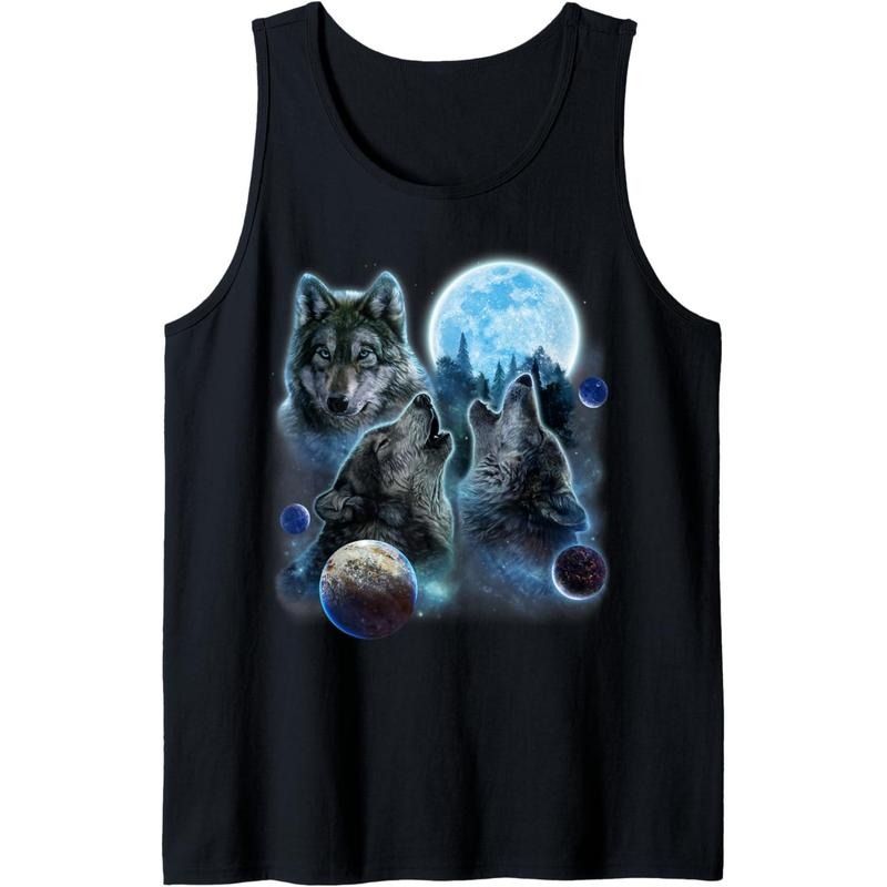 Three Wolf Howling and Moon Tank Top MADE IN USA T-Shirts, Hoodie, Sweatshirt | WearSparks.com