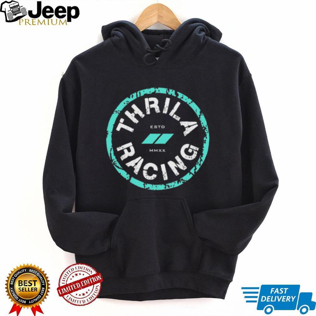Thrila Racing Team Distressed Circle Logo Black T Shirt