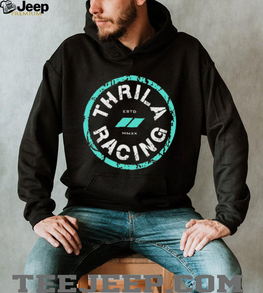 Thrila Racing Team Distressed Circle Logo Black T Shirt