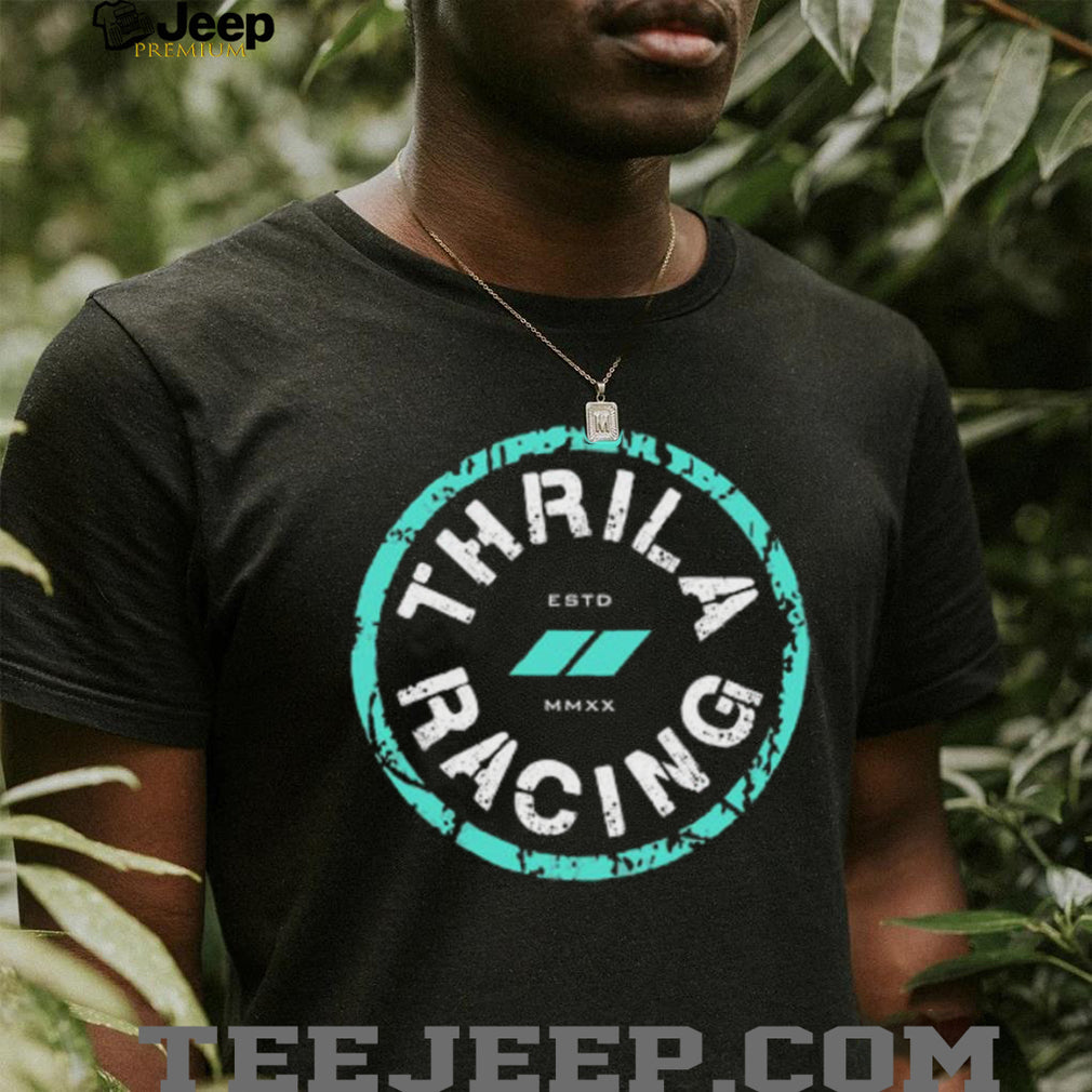 Thrila Racing Team Distressed Circle Logo Black T Shirt