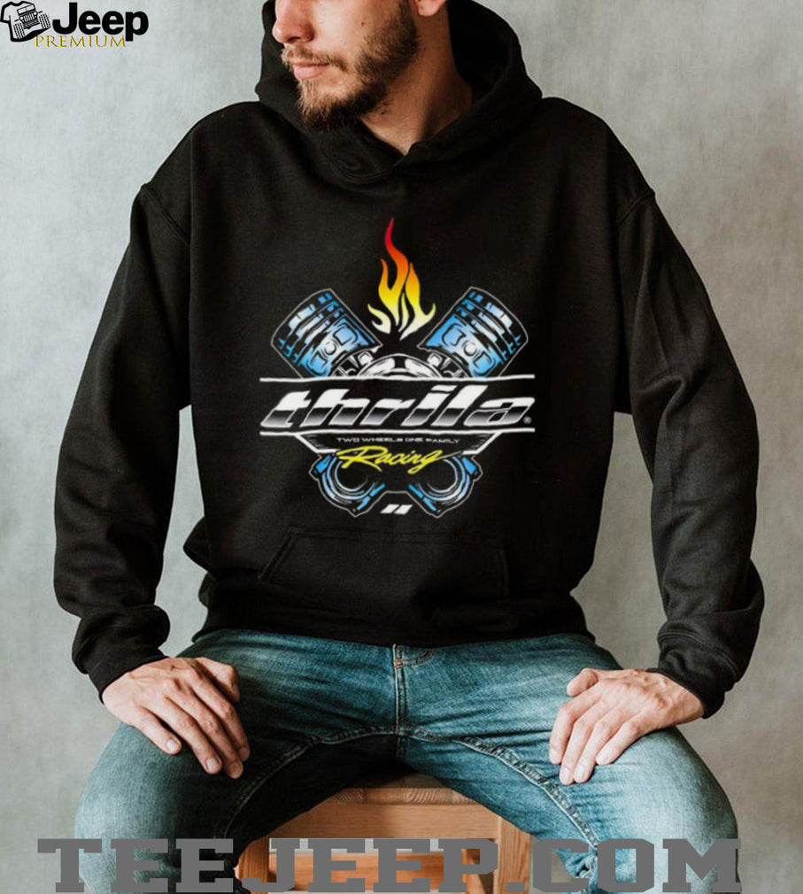 Thrila Racing Two Wheels One Family Piston Flame Graphic T Shirt