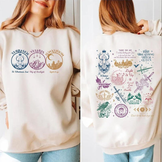 Throne Of Glass Acotar Sweatshirt, Fireheart Hoodie, Crescent City Merch, Darkness Claim Us Shirt, Unisex Sweater Pullover Tee