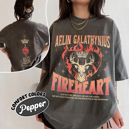Throne Of Glass Fan Comfort Colors Shirt, Aelin Galathynius Fireheart Aelin T Shirt, Kingsflame The Thirteen Womenswear...