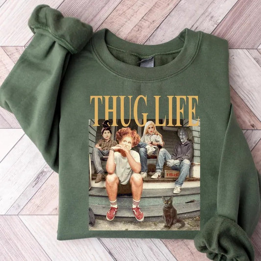 Thug Life Bad Witches Sweatshirt, Thug Life Halloween Characters Sweatshirt, Halloween Movie Shirt, Retro Witches Movie Sweater, Halloween Character Shirt, Vintage 90s Halloween Crewneck, Halloween Gift Shirt