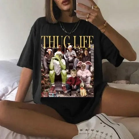 Thug Life Christmas Character Xmas T-Shirt Funny Christmas Thief Movie Shirt