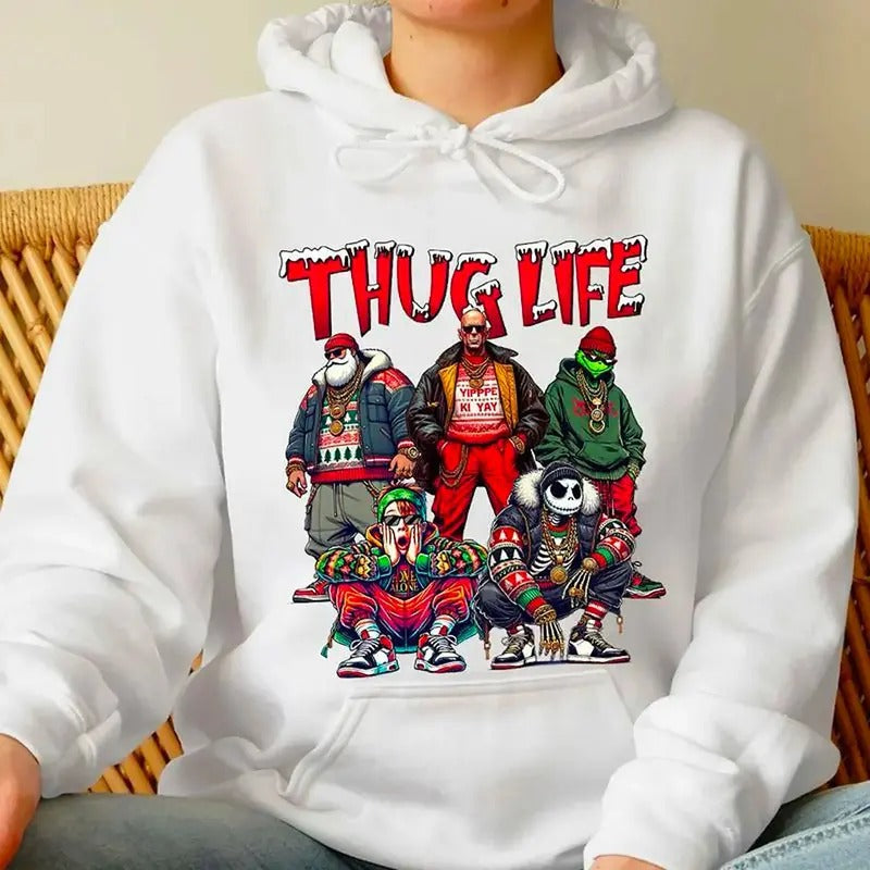 Thug Life Christmas Sweatshirt, Christmas Movies Hoodie, Xmas Characters Shirt, Friends Christmas Sweatshirt, Holiday Shirt, Ugly Christmas Sweater, 90s Christmas Shirt