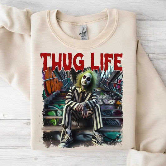 Thug Life Horror Movie Crewneck, Horror Movie Killers, Friends Horror Characters, Friend Horror, Halloween Sweater, Happy Halloween Giftstyle{n002}2