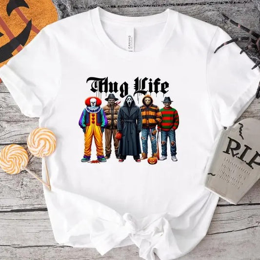 Thug Life Horror Movie Halloween Shirt, Retro Witches Movie Shirts, Retro Halloween Character T-Shirt, Halloween Scary Movie Shirt