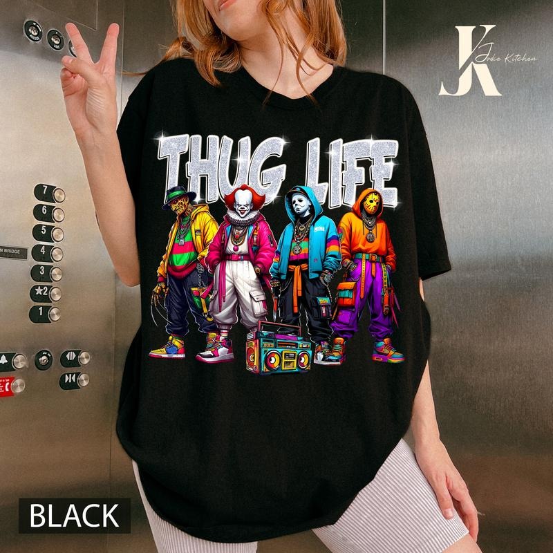 Thug Life Horror Movie Shirt, Halloween Horro Ver 4 Halloween Shirt, Halloween Scary Movies Shirt, Funny Horror Killers Shirt, Michael Myers Jason Voorhees Shirt, Freddy Krueger