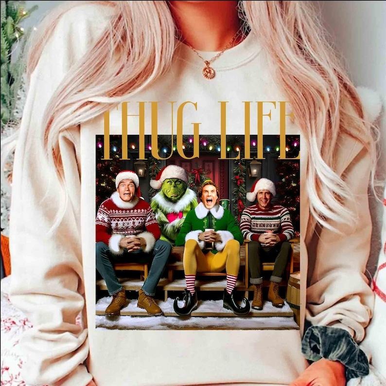 Thug Life Png, Retro Christmas Sweathsirt, Movie Xmas Sweathsirt, Thug Life Xmas , Mean Green One Sweathsirt
