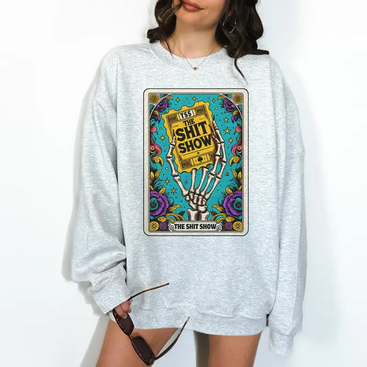 Tickets to the S ShowTarot- Unisex Crewneck Sweatshirt - Print is Sublimation, Christmas Crewneck, Gift Idea, Relaxed Fit, Casual Apparel