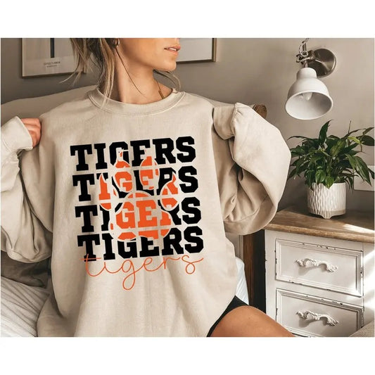 Tigers Sweatshirt, Tiger Sweatshirt, Tiger Football Sweater, School Spirit Hoodies, Football Mom Sweat, Game Day Sweater,...